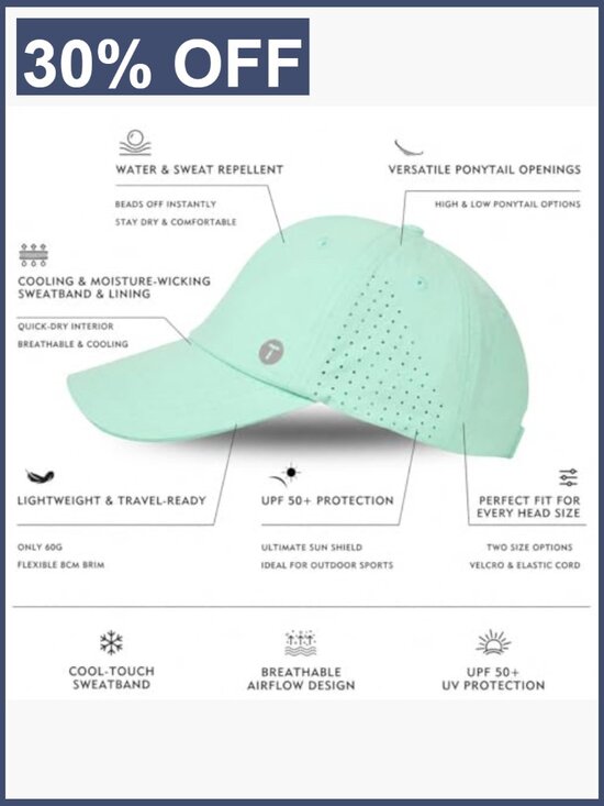 TOP-EX ChicPony™ Women Cooling High Ponytail Sports Hat for Women Breathable UPF 50+ Foldable